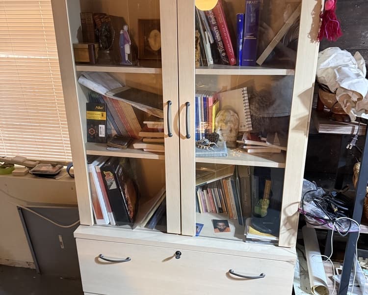 Wooden Display Cabinet with Glass Doors 1